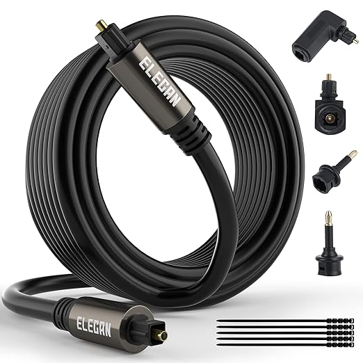 Elecan Optical Audio Cable 75 Ft Digital Audio Toslink Cable Cord-Fiber by Elecan