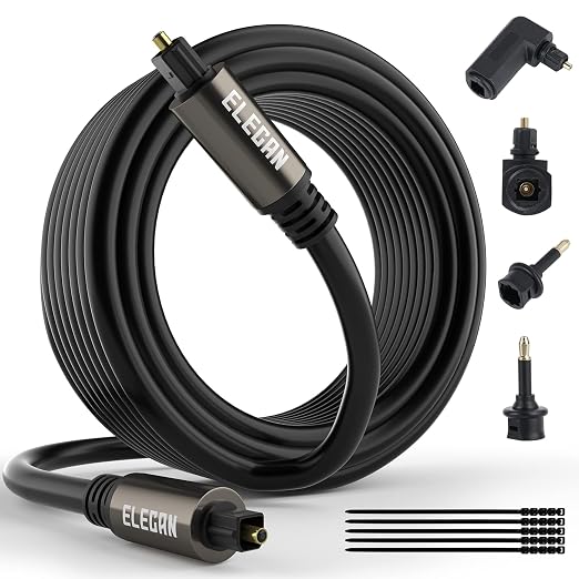 Elecan Optical Audio Cable 100 Ft Digital Audio Toslink Cable Cord-Fiber by Elecan