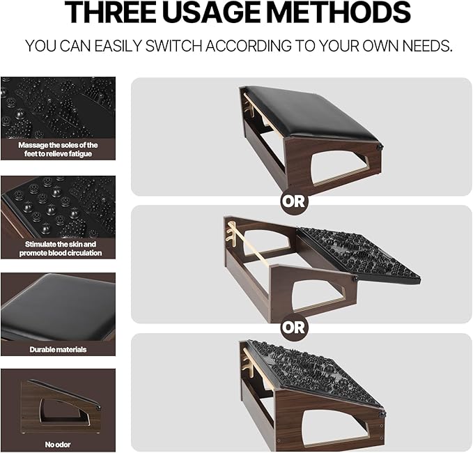 Ergonomic Foot Rest, 4 Adjustable Height Foot Stool,Footrest Under Desk， Flip Over Office Desk Foot Rest, Improving Posture, Promoting Blood Circulation（Espresso）