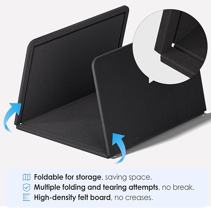 MaxGear Bulletin Board 35" x 17.5", Foldable Small Felt Board Vision Board Supplies, Cork Board for Office, Home, School, Pin Boards for Walls Decorative Picture Framed Display Board Black