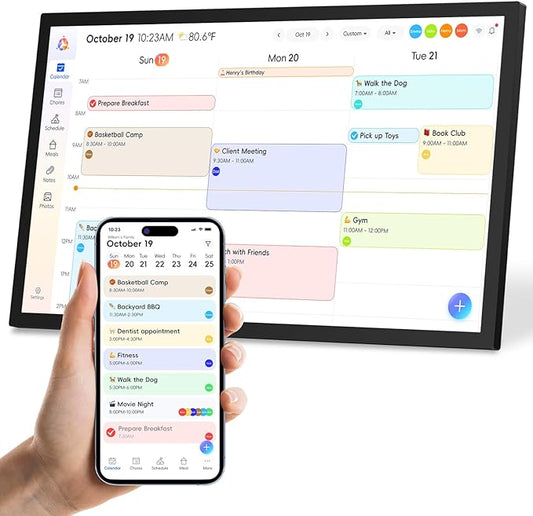 15.6" Digital Calendar Chore Chart, Ultra-HD Interactive Touchscreen, No Subscription Required, Electronic Smart Family Planner & Organizer, Wall Mount Included, Ensuring Seamless Scheduling