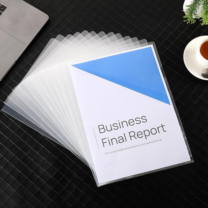 37 Pcs Clear Plastic Document Folder Project Pocket for Letter / A4 Size Paper - Transparent L-Type Plastic Folder