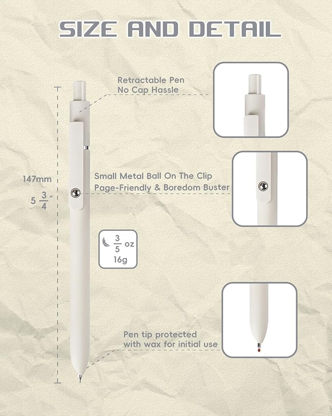 Gel Pens,Fine Point Black Ink Pens With Smooth Wirting,Qucik Dry Pens For Journaling,Cute Nice BallPoint Pens,Office School Supplies Women Student(Morandi)