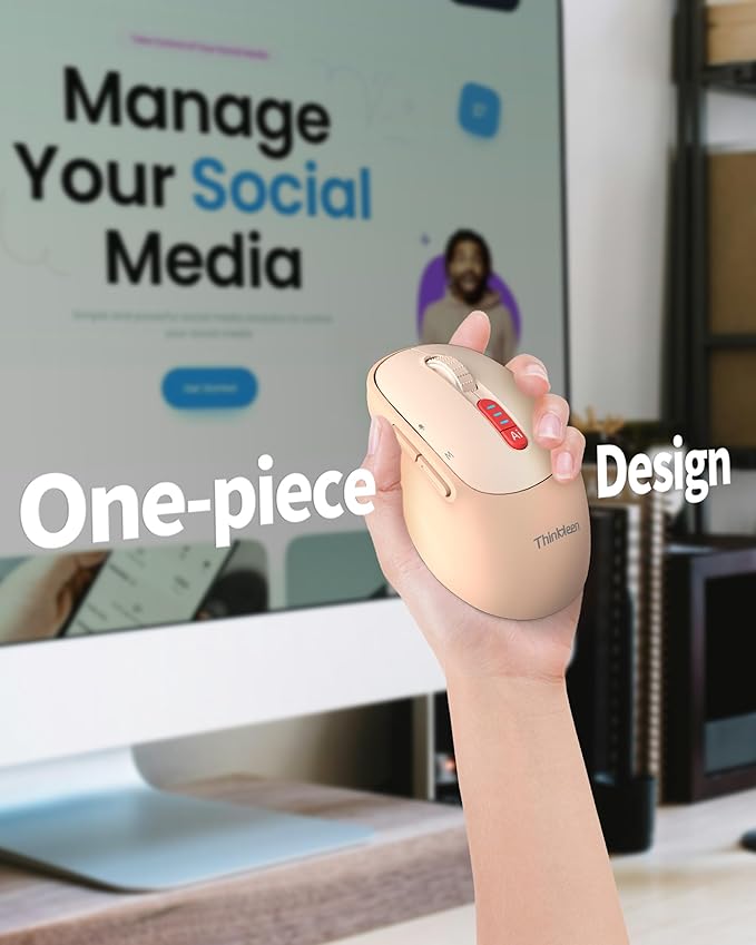 2025 AI Mouse, Bluetooth Wireless Mouse with Voice Input Search, Voice and Word Translation, Form Document Output, Code Generation, AI Writing, AI Drawing, Rechargeable, for Windows, macOS(Pink)