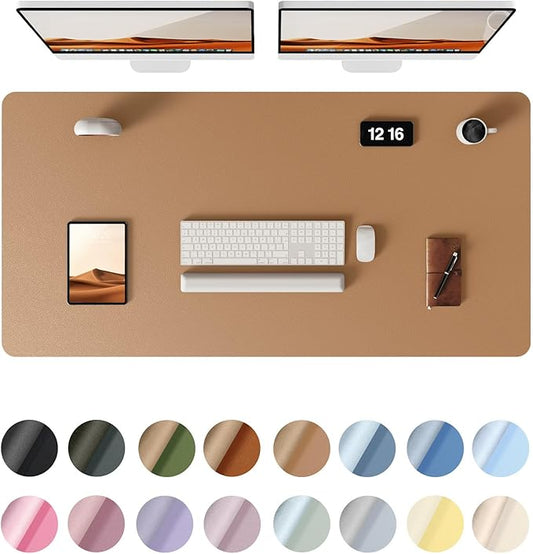 YSAGi Leather Desk Protector, Office Mat, Large Mouse Mat, Non-Slip PU Leather Blotter, Laptop Desk Pad, Waterproof Writing Pad for Office and Home (Khaki, 47.2" x 23.6")