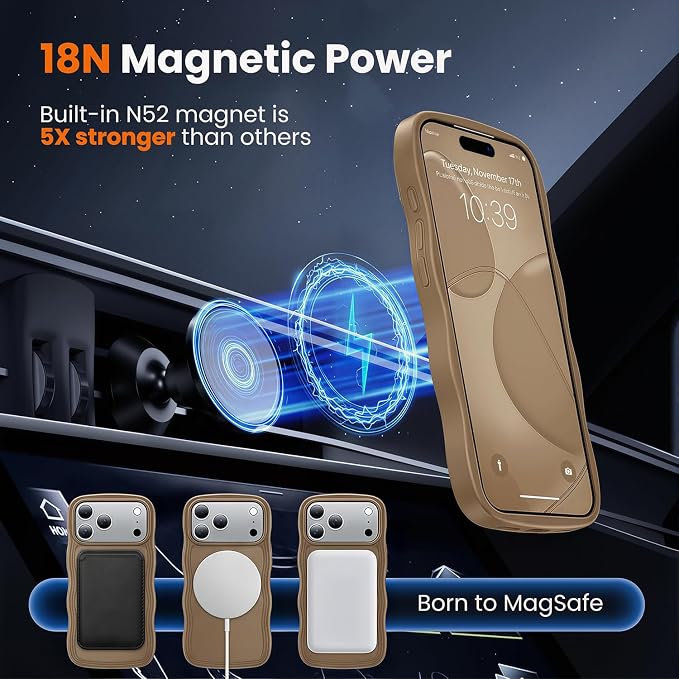 toushion for iPhone 17 Pro Case Cute Brown, Fits MagSafe, Matte Skin Feeling - Image 4