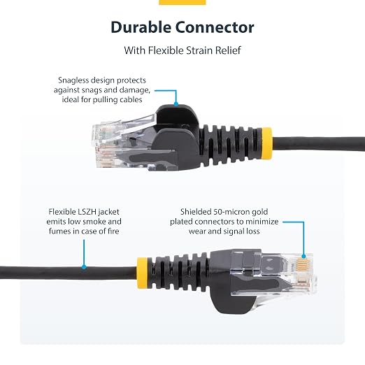 StarTech.com 6in Red Slim CAT6 Ethernet Cable, Snagless RJ45, 28AWG Pure Bare - Image 3