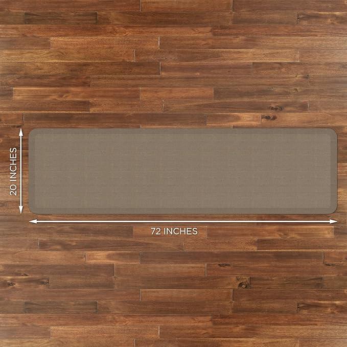 GelPro Ergo-Foam Cushioned Anti-Fatigue Standing Kitchen Floor Mat, Padded Stain-Resistant, Waterproof, Non-Slip Comfort Padded Desk/Office Mat - 20" x 72", Grasscloth Pecan