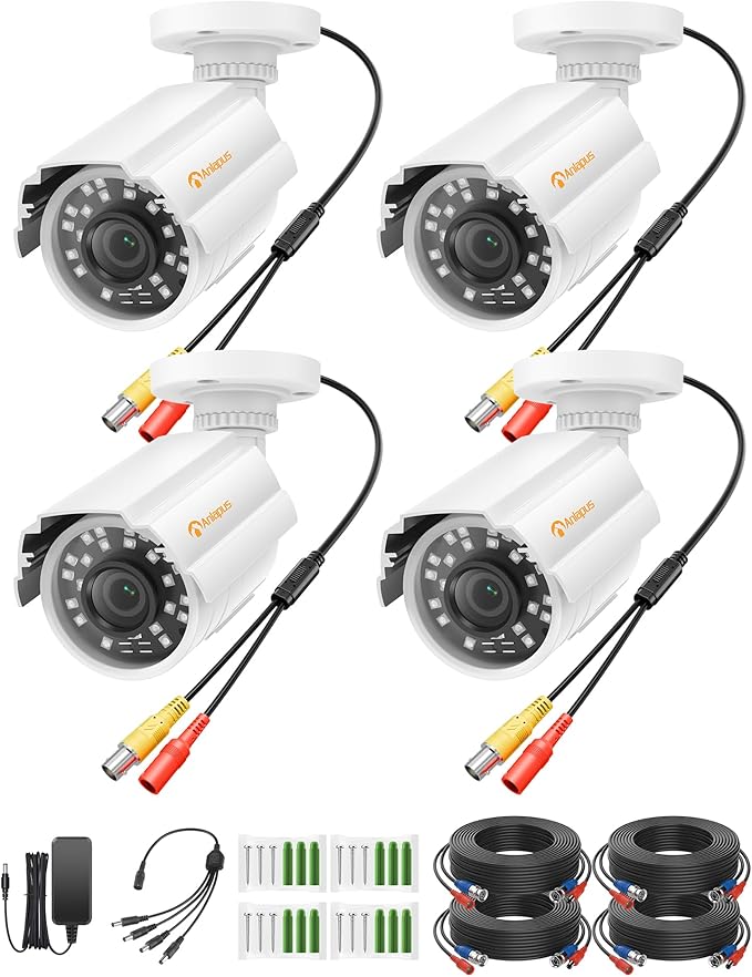Anlapus 4 Pack 1080P HD Security Cameras, IP66 Weatherproof, 80ft Night Vision by Anlapus