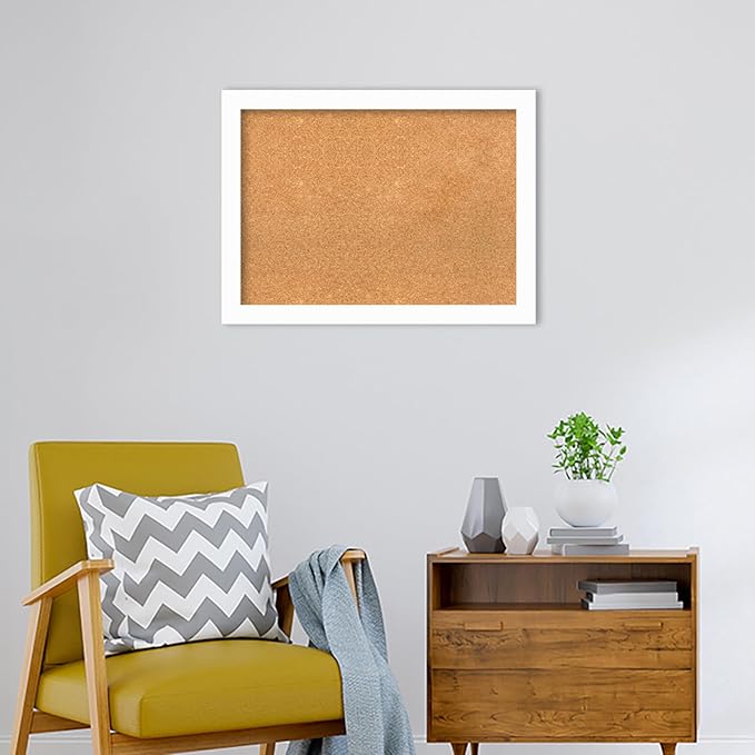 Amanti Art Natural Cork Board for Wall, 23x31 Vision Board with White Frame, Medium Corkboard Office Decor for Home Organization, Casual Corkboard Pinboard to Display Items for Home Organization in