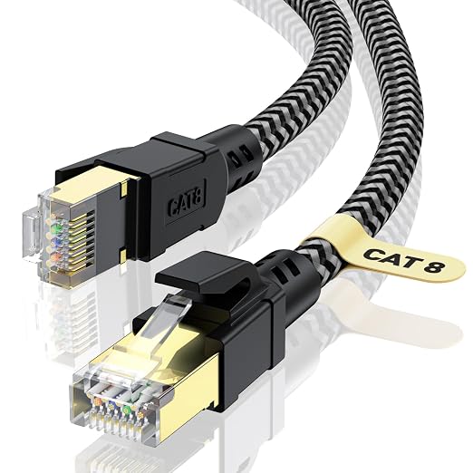 Cat 8 Ethernet Cable 4FT, High-Speed Braided Internet Cable Network Cord by CABNEER