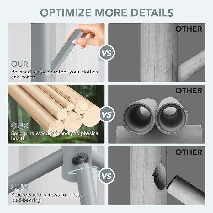 Wooden Tree Coat Rack Stand,Sturdy Freestanding Coat Rack with 8 Hooks,3 Adjustable Height for Child Adult,Wood Coat Stand Tree Fits Entryway Bedroom Office for Bags,Hats