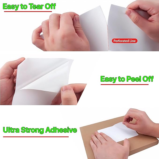 Fanfold 4 x 6 inch Thermal Labels Stack Direct White Strong Adhesive Perforated Postage Shipping Printer Compatible with Zebra SNBC Epson Rollo (6000, Fanfold)