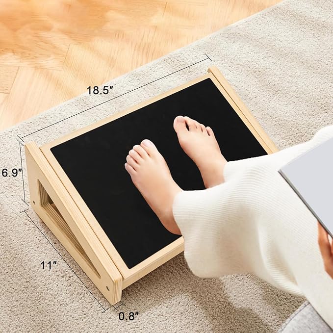WOOD CITY Foot Rest for Under Desk at Work, 3 Heights Adjustable Footrest with Silicone Surface, 2 in 1 Foot Stool Improve Posture, Reduce Fatigue & Pain, Ideal for Home/Office/Gaming (Natural)