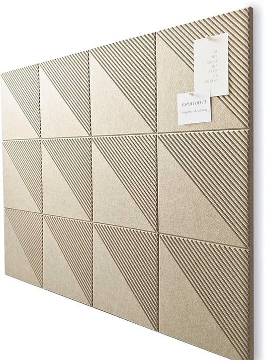 Large Cork Board for Walls 48"x 36", 12 Pack Felt Wall Tiles with Safe Removable Adhesive Tabs, Cork Board for Office,Pinboard Bulletin Board - Tan