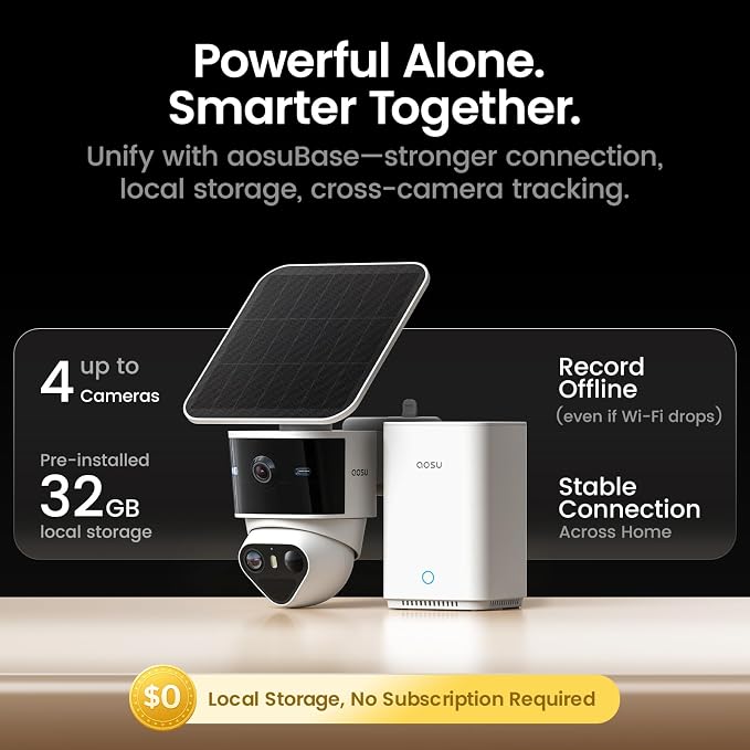 aosu T2 Pro Solar Security Cameras Wireless Outdoor, 2 Cam Kit, 3K Dual Cam No - Image 5