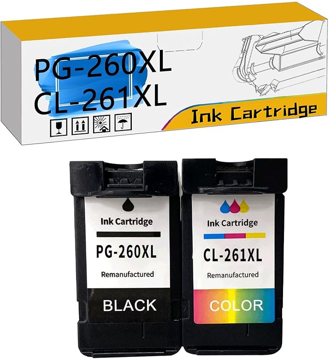 PG-260XL CL-261XL PG260 PG-260 CL261 CL-261 Ink Cartridges, Compatible for Canon TS6420a TS6420 TR7020a TR7020 TS5320 All in One Printers【High Print Volume with Chip Black*1+Color*1