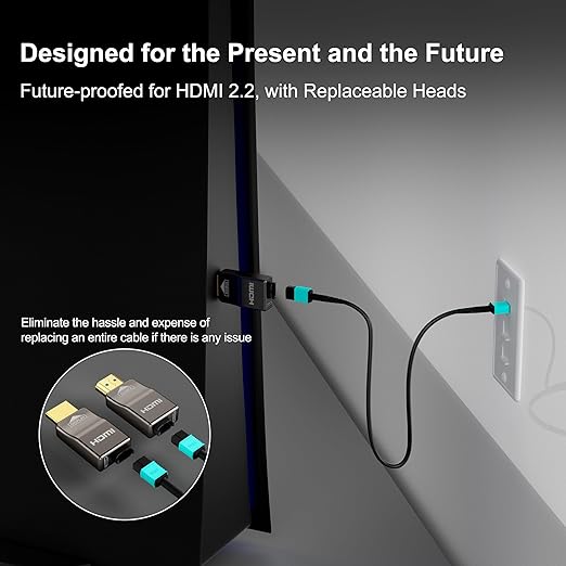 RUIPRO 8K Detachable Full Fiber Optic Armored HDMI 2.1 Cable 20FT, Ultra High - Image 4
