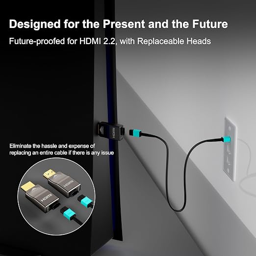 RUIPRO 8K Detachable Full Fiber Optic Armored DisplayPort Cable 1.4, 32.4 Gbps - Image 4