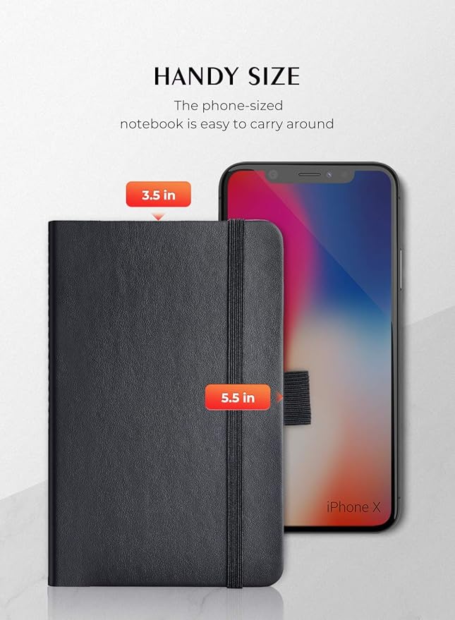 AISBUGUR Pocket Notebook, Small Notebook, 2-Pack Total 320 Pages,3.7" x 5.7" Pocket Notebook (8 Pack, 8 Pack Black)