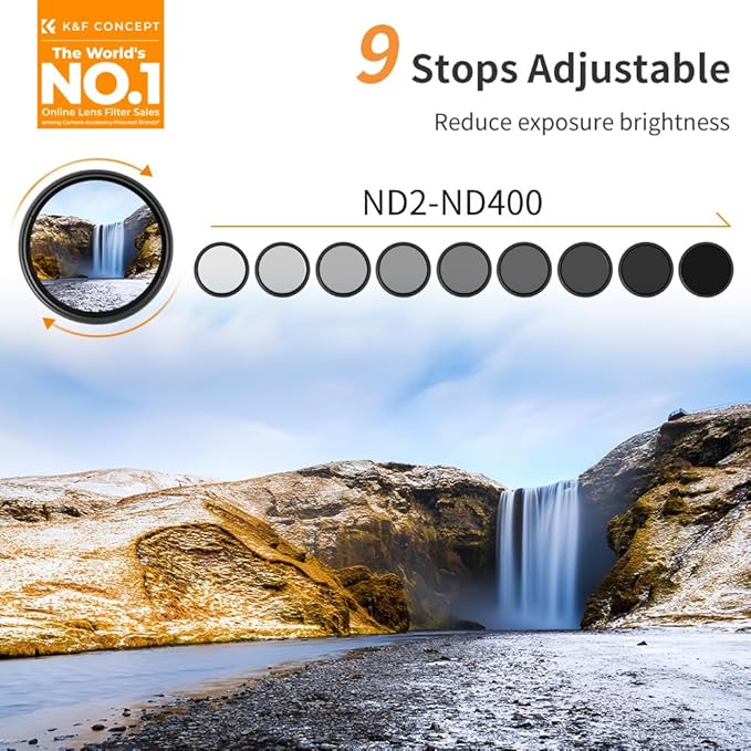 K&F CONCEPT 49mm Variable ND2-ND400 ND Lens Filter - Image 2