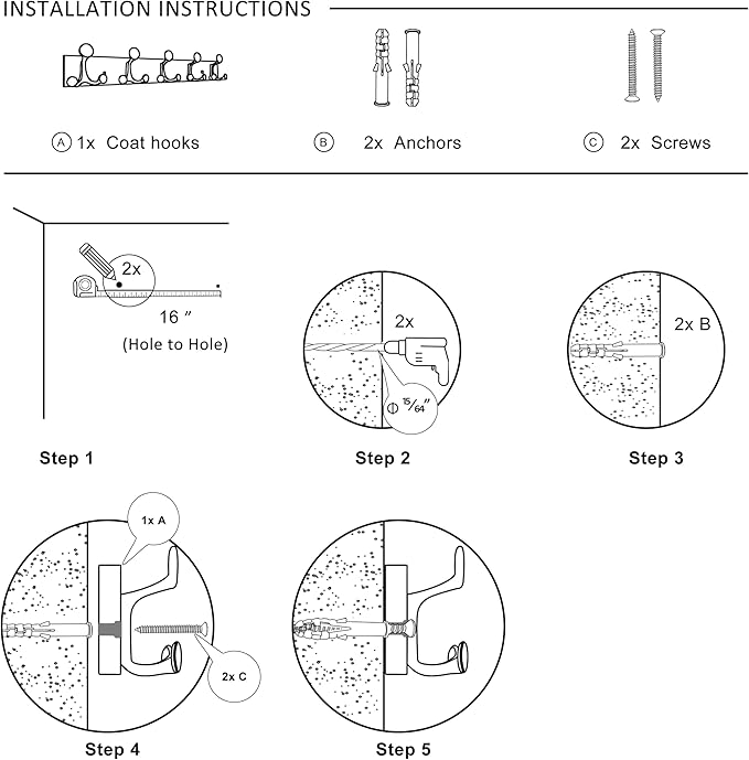SKOLOO 30-Inch Wood Burnt Coat Rack Wall Mount with 5 Triple Hooks - Ideal for Family Entrances, Classrooms, and Pet Supplies Storage - Perfect Coat Hooks for Wall