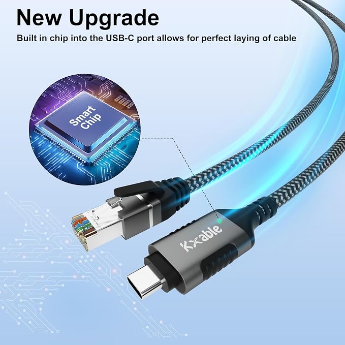 USB C to Ethernet Cable 4FT, Type C to RJ45 Cord, Gigabit Directly Connected - Image 5