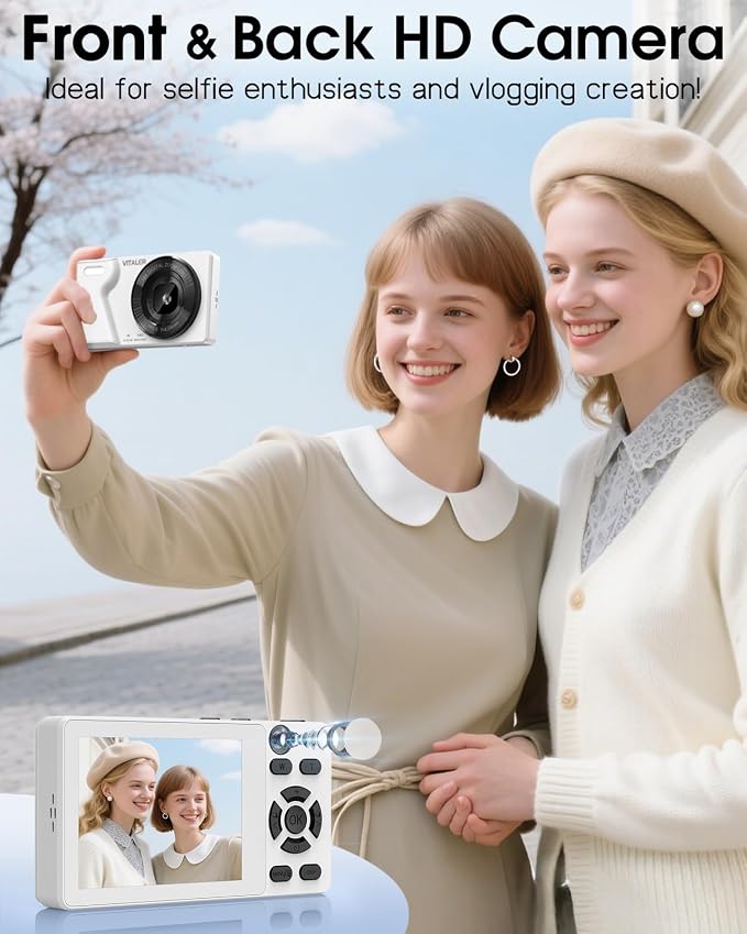Digital Camera with Front Rear Lens, Autofocus 64MP 4K Camera - Image 2