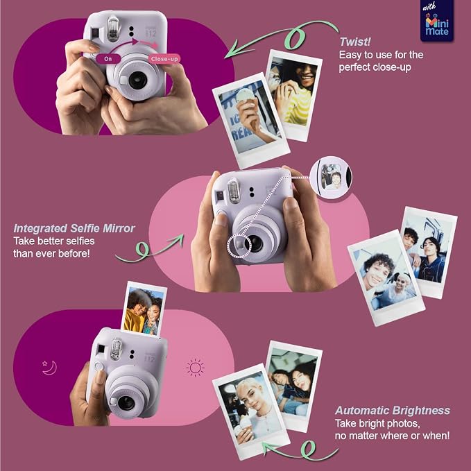 Fujifilm Instax Mini 12 Instant Camera + MiniMate Accessory Bundle & Compatible - Image 4