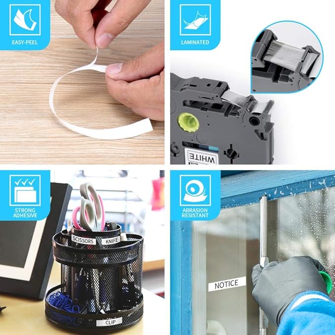 1PK Black on Green Fluorescent Laminated Label Tape Compatible for Brother P-Touch TZe-D41 TZ D41 Tze D41(18mm x 8m)