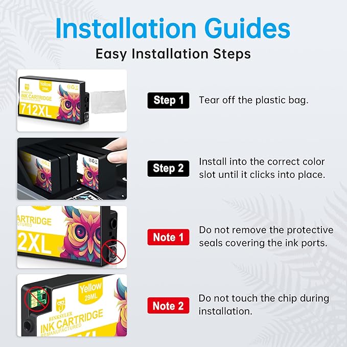 2PKS 712 Yellow Ink Cartridge (3ED69A, 29-ML) Used for HP DesignJet T650, T630, T250, T230, T210 & Studio Plotter Printers