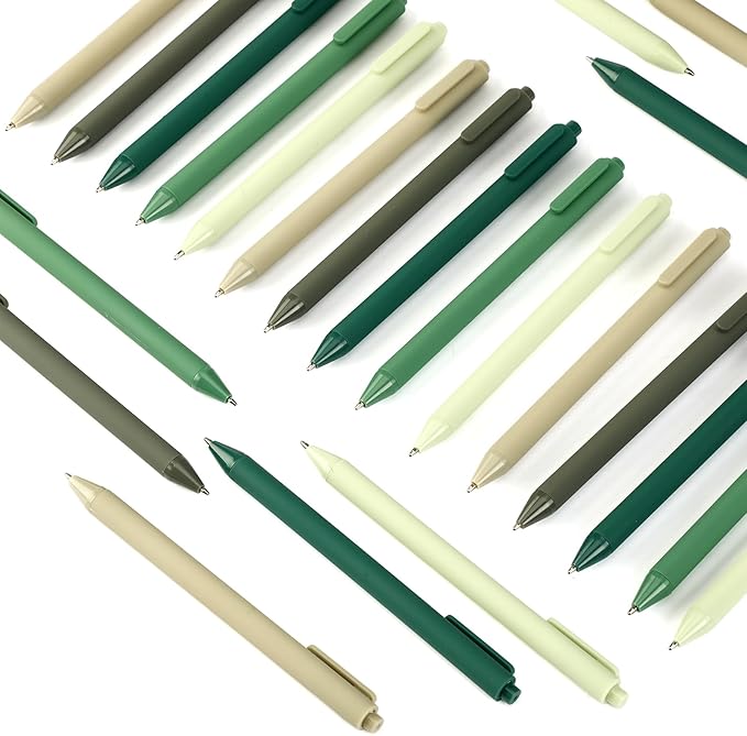 25 Pcs Ballpoint Pens Bulk Retractable Writing 1. 0 mm Black Ink Cute Pens Smooth Writing Color Fancy Gift for Teacher Student Employee Office School Home Baby Shower Supplies (Green Series)