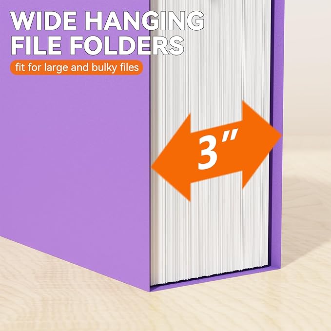 Plastic Expandable Hanging File Folder Letter Size,Heavy Duty 3 Inch Expansion,12 Pack Extra Capacity Hanging Folder withTabs,File Cabinet Folder,Hanging File Organizer for Office-Colored