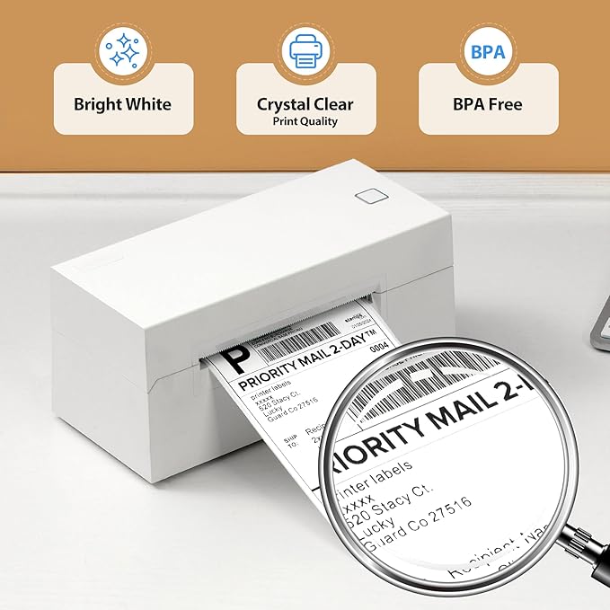 4x6 Thermal Labels Fanfold 500-Pack Crisp Prints Thermal Shipping Labels 4x6 Commercial Grade Thermal Printer Paper with Perforated, 1 Stack