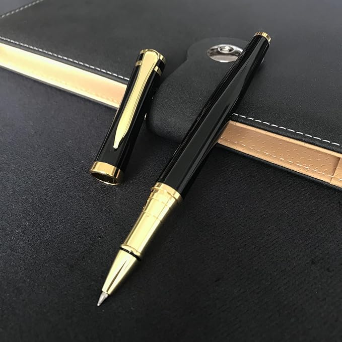 HSK Luxury Ballpoint Pens gift Pen Black Refill Line width 0.5mm,Best Ball Pen Gift Set for Men & Women Professional Executive,Office,Nice Pens Classy Gift Box (Black)