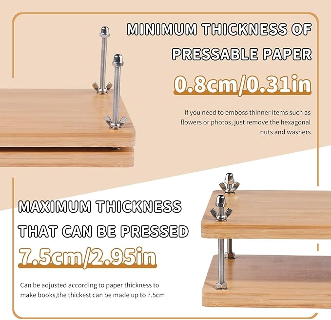 JUPEAN Book Binding Kits, Book Press, 7.9”x11.6”, Books Making Kit Bookbinding Supplies with Wooden Binding Press Books Cover Board Bone Folder Awl Bind Strap for DIY