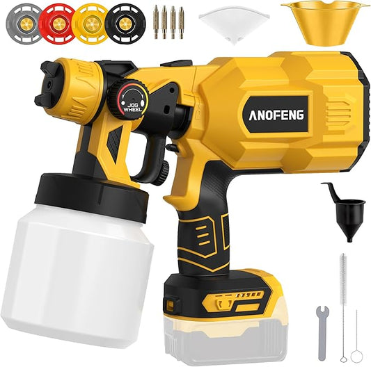 200W Cordless Airless Paint Sprayer for Dewalt 20V MAX Battery, Electric HVLP Spray Paint Gun with 1200ML Container, 4 Copper Nozzles,3 Patterns for Fence, Cabinets, Wall etc. (Battery Not Included)
