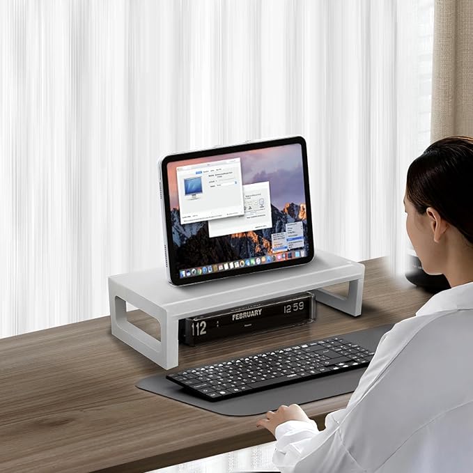 Monitor Stand Riser – 16-Inch Computer Monitor Stand with Multifunctional Slot, Multi-Purpose Desktop Storage for Laptop, Printer, TV