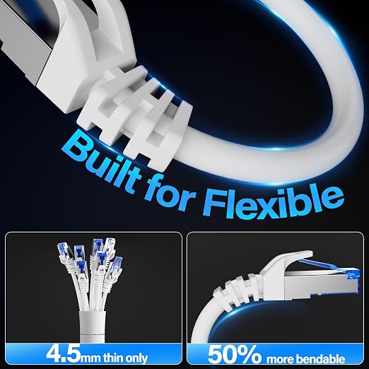 Cat6A Ethernet Cable Shielded 10Gbps 10 ft, Slim Shielded Ethernet Cable Cat 6 - Image 4