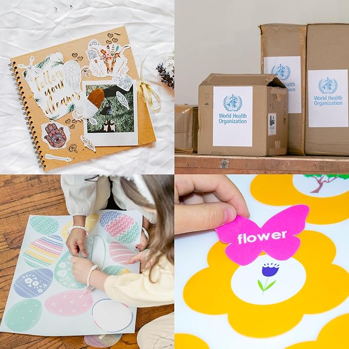 500 Sheets Sticker Paper Matte White, 8.5" x 11" Label Paper for Laser & Inkjet Printer, Full Sheet Label for Shipping Address Mailing