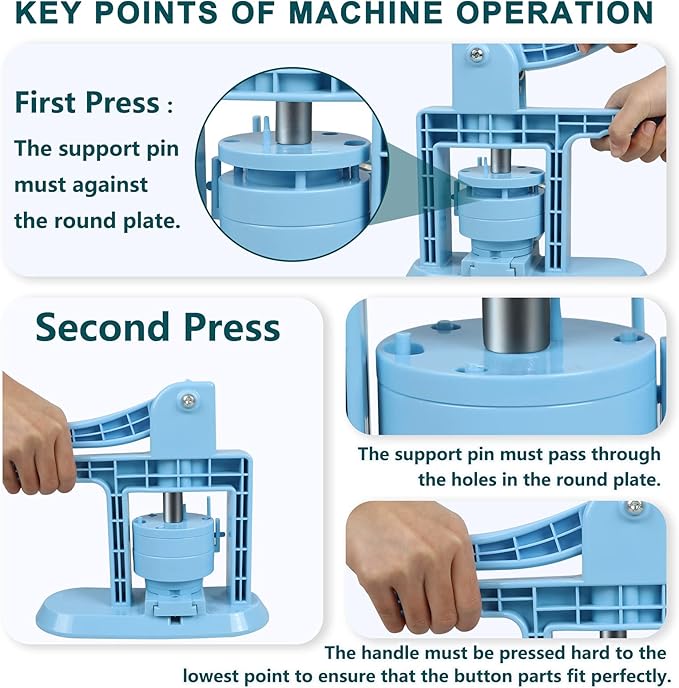 Button Maker Machine Multiple Sizes 1+1.25+2.25inch(4th Gen), DIY Button Pin Maker Machine Kit, Badge Press Machine with 300PCS 25+32+58mm Button Making Supplies& Cutting Mat&Circle Cutter