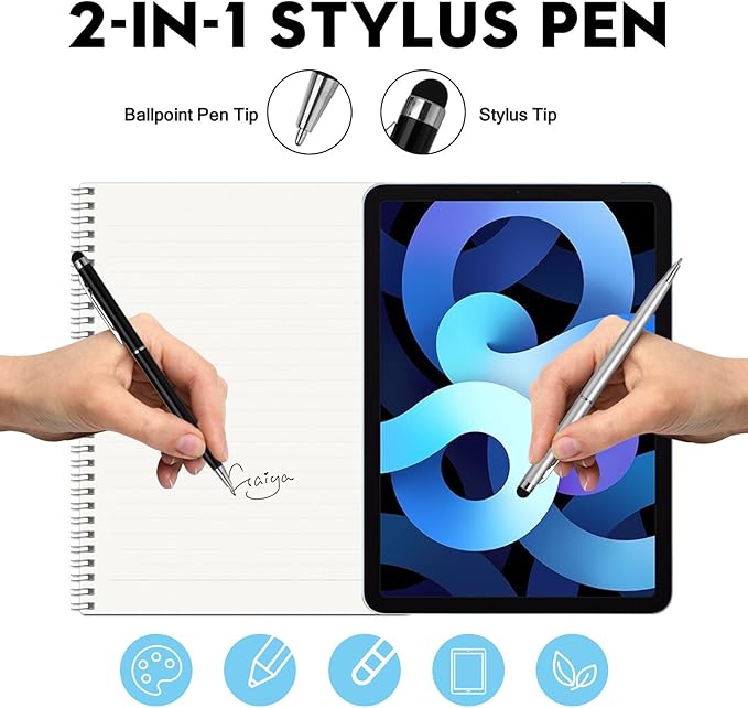 15 Pack Stylus Pens for Touch Screens Stylus Pen Compatible with Phone Tablets Kindle and Black Ink Ballpoint Pens-2 in 1 Stylists pens for Touch Screens (Black)