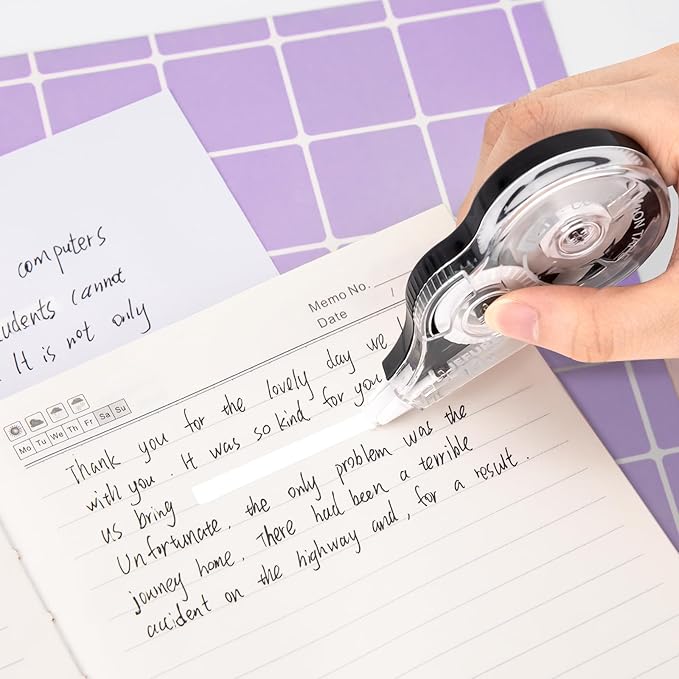 30 Pcs Correction Tape, 39.37 Ft White Wrong Out Tear-Resistant Bulk, Instant Corrections Easy to Use Applicator for School, Office, Note Taking, Journal (Tape Width 0.2 in，Clear)