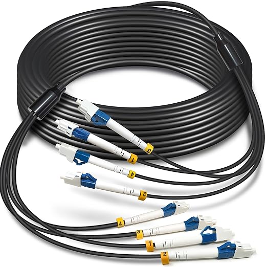 5 Meters 4 Core Industrial TPU LC to LC Outdoor Armored Fiber Optic Cable by YUTIANHOME