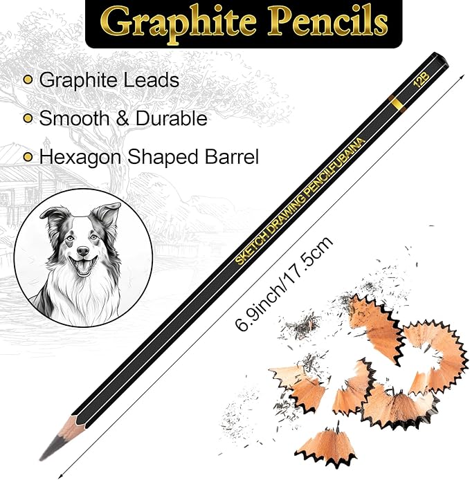 36 Pcs Drawing Sketching Pencil Set Professional (12b - 4h) Graphite Charcoal Gift Bulk for Artists Beginners, Pro Artists, Drawing Art, Sketching