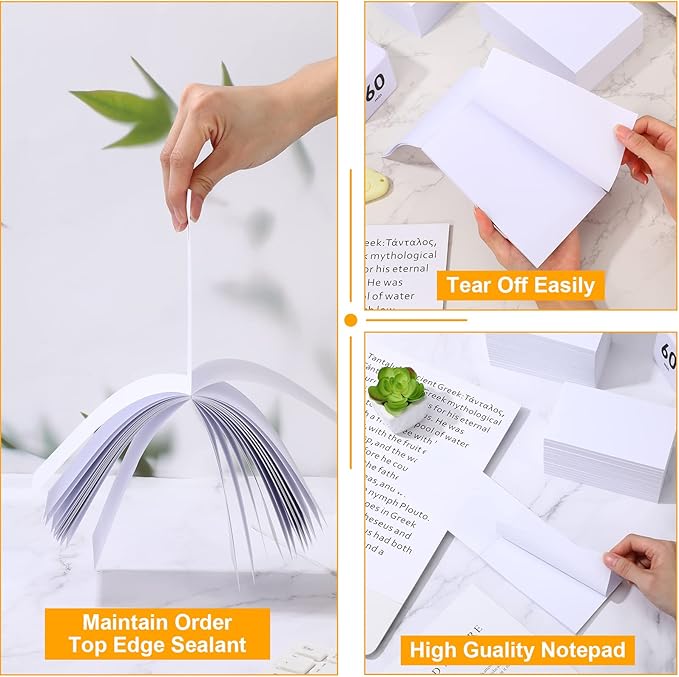 Fainne 3 x 5 Inch Paper Note Pads White Memo Pad Blank Writing Memo Scratch Paper for Waitress Waiter Book to Do Grocery List Small Notebook Restaurant Checkbook, White(60 Pack)
