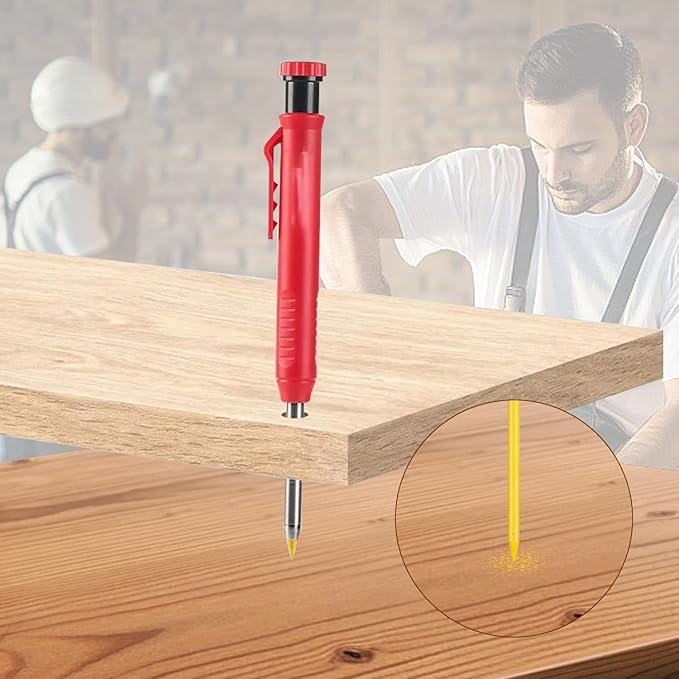 24Pcs 2.8mm Carpenter Pencil Refill Long Lasting HB Refill for Construction Pencils Replacements Carpenter Marker Graphite Woodworking Mechanical Pencil Leads(Yellow)