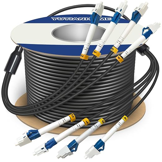75 Meters 4 Core Industrial TPU LC to LC Outdoor Armored Fiber Optic Cable by YUTIANHOME