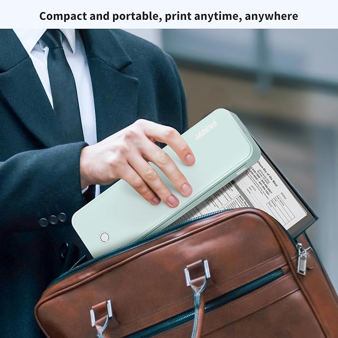 JADENS Portable Printers Wireless for Travel, Thermal Inkless Printer, Support 8.5" X 11" Thermal Paper(Green)