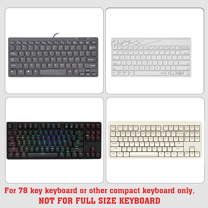 Mini Computer Keyboard Stand-11.8'' x 5.1''-Small Computer Keyboard Tray Acrylic Keyboard Holder for 78 Keys Universal Compact Keyboard, with Black Silicone Strip, Black